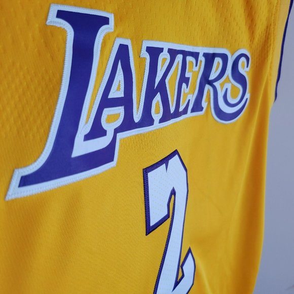 Nike LA Lakers Basketball Jersey GOLD Size 50 Large Length+4 Lonzo Ball #2 - Picture 6 of 12